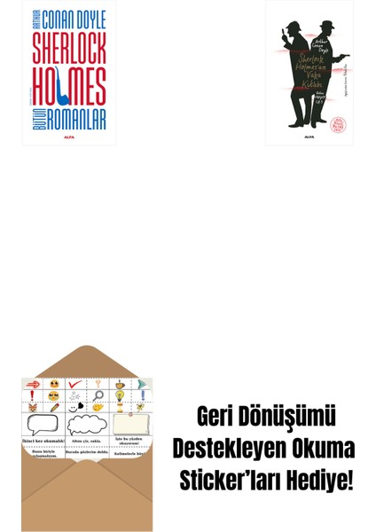 Sherlock Holmes - Bütün Romanlar (Ciltli) + Sherlock Holmes’un Vaka Kitabı + Okuma Sticker'ları