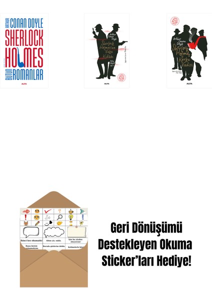 Sherlock Holmes - Bütün Romanlar (Ciltli) + Sherlock Holmes’un Vaka Kitabı + Sherlock Holmes - Korku Vadisi + Okuma Sticker'ları