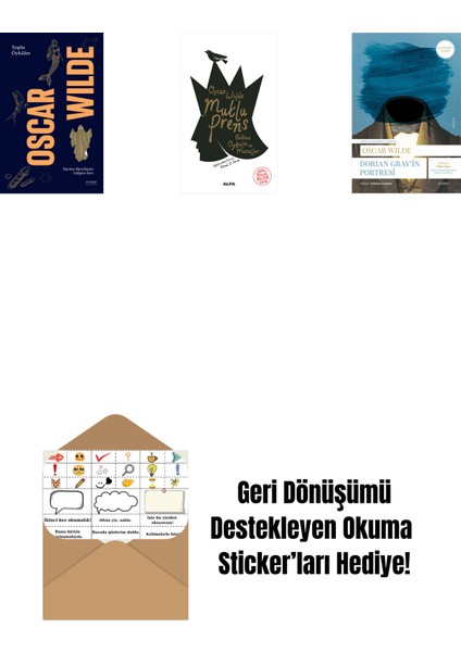 Oscar Wilde - Toplu Öyküler (Ciltli) + Mutlu Prens + Dorian Gray'in Portresi + Okuma Sticker'ları