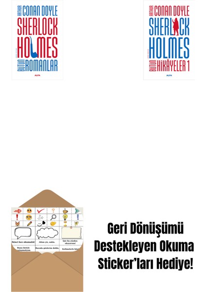 Sherlock Holmes - Bütün Romanlar (Ciltli) + Sherlock Holmes - Bütün Hikayeler 1 (Ciltli) + Okuma Sticker'ları