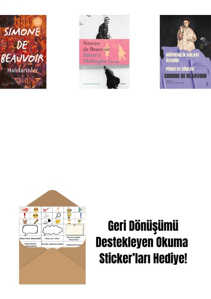 Mandarinler (Ciltli) + Sartre’a Mektuplar 1: 1930-1939 + Konuk Kız + Okuma Sticker'ları