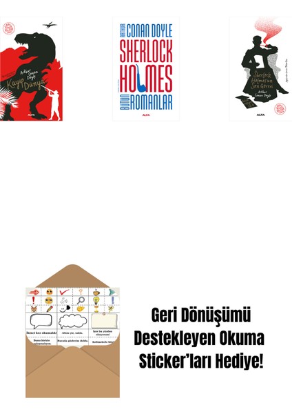 Kayıp Dünya + Sherlock Holmes - Bütün Romanlar (Ciltli) + Sherlock Holmes'un Son Görevi + Okuma Sticker'ları