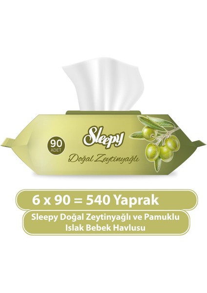 Sleepy Zeytinyağlı Islak Havlu 6X90 Lı 6 Paket 540 Yaprak