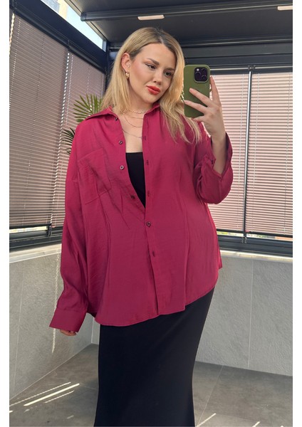 Vişne Rengi Tek Cepli Tensel Gömlek indirimleri