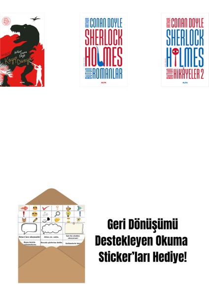 Kayıp Dünya + Sherlock Holmes - Bütün Romanlar (Ciltli) + Sherlock Holmes - Bütün Hikayeler 2 + Okuma Sticker'ları