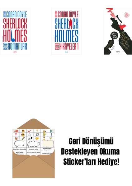 Sherlock Holmes - Bütün Romanlar (Ciltli) + Sherlock Holmes - Bütün Hikayeler 1 (Ciltli) + Sherlock Holmes'un Dönüşü + Okuma Sticker'ları
