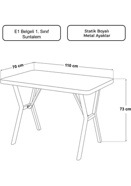 Aras 70X110CM Beyaz Mutfak Masası, Mutfak Masası Takımı, Yemek Masası, 4 Gri Sandalye