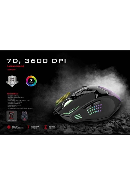 USB Siyah Işıklandırmalı Oyuncu Mouse - x Me 216 Series