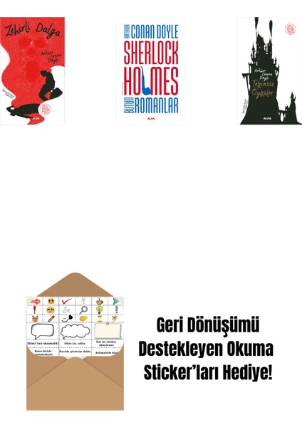 Zehirli Dalga + Sherlock Holmes - Bütün Romanlar (Ciltli) + Tekinsiz Öyküler + Okuma Sticker'ları