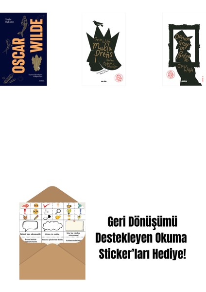 Oscar Wilde - Toplu Öyküler (Ciltli) + Mutlu Prens + Dorian Gray'in Portresi + Okuma Sticker'ları