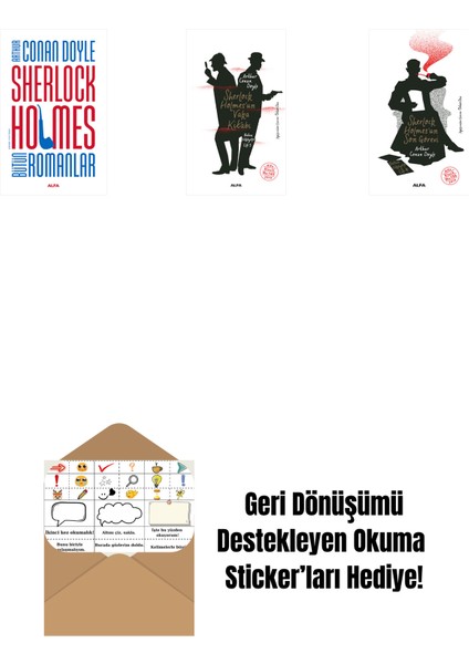 Sherlock Holmes - Bütün Romanlar (Ciltli) + Sherlock Holmes’un Vaka Kitabı + Sherlock Holmes'un Son Görevi + Okuma Sticker'ları