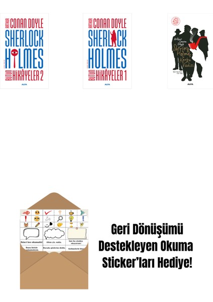 Sherlock Holmes - Bütün Hikayeler 2 + Sherlock Holmes - Bütün Hikayeler 1 (Ciltli) + Sherlock Holmes - Korku Vadisi + Okuma Sticker'ları