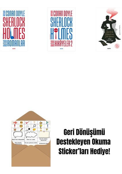 Sherlock Holmes - Bütün Romanlar (Ciltli) + Sherlock Holmes - Bütün Hikayeler 2 + Sherlock Holmes'un Son Görevi + Okuma Sticker'ları