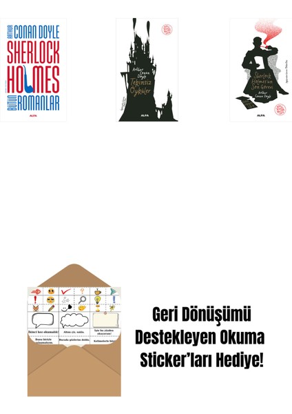 Sherlock Holmes - Bütün Romanlar (Ciltli) + Tekinsiz Öyküler + Sherlock Holmes'un Son Görevi + Okuma Sticker'ları