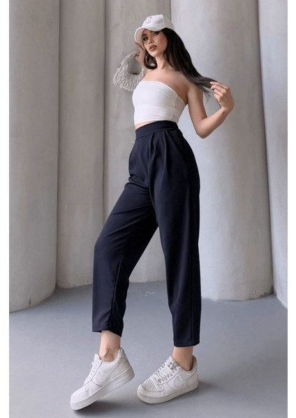 Kadın Scuba Krep Likralı Yan Fermuarlı Lastikli Harem Pantolon fırsatları