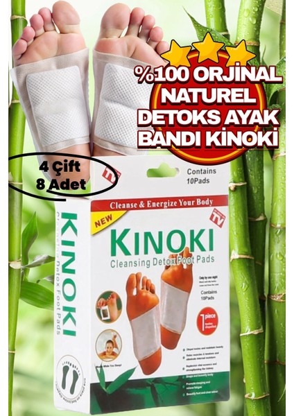 8 Adet | %100 Kinok Detoks Ayak Bandı , Foot Patch Detox Ayak Detoksu Bantı