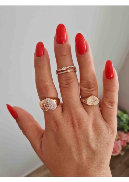 Zirkon Taş Detaylı Kalp Kadın Çelik Yüzük indirimleri