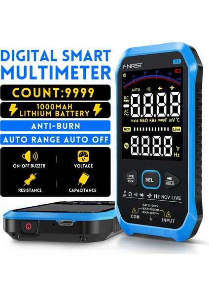 Fnırsı S1 Dijital Multimetre Otomatik Ölçüm 9999 Trms Sayımı