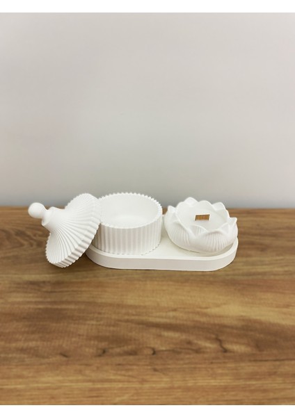 Kapaklı Kase ve Lotus Mumluk – 3 Parça Dekoratif fiyatları