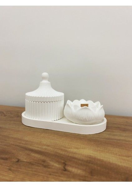 Kapaklı Kase ve Lotus Mumluk – 3 Parça Dekoratif fırsatları