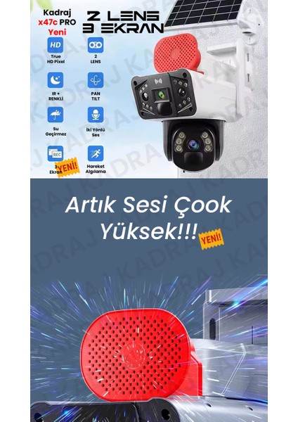 Sim Kartlı Güvenlik Kamerası, Solar Panelli Kamera, 4g X47C Pro Güvenlik Kamerası, Insan Takibi, Alarm, 3 Ekranlı Solar Kamera fırsatları