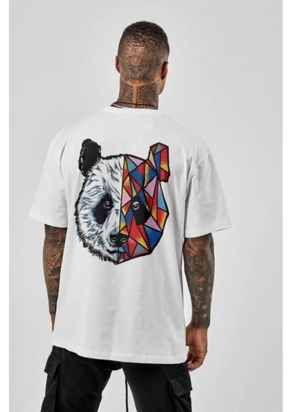 Unisex Baskılı Oversize T-Shirt - Beyaz fiyatları
