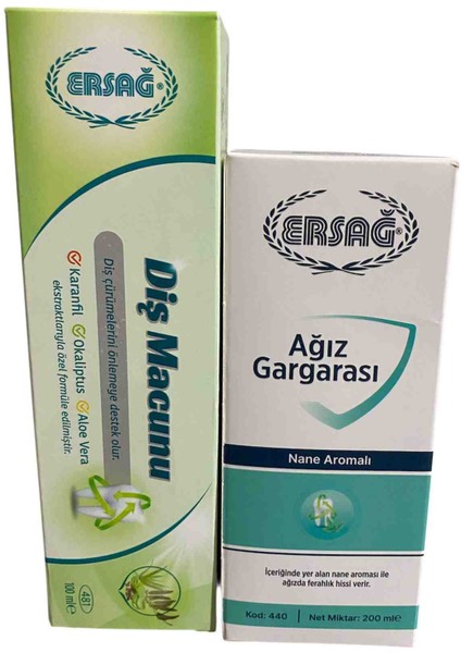 Ağız Gargarası + Ersağ Diş Macunu (Karanfil, Okaliptüs ve Aloe Vera) 100 ml