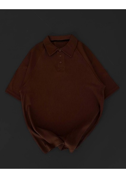 Yakalı Patlı Kısa Kol T-Shirt - Kahverengi fiyatları