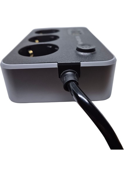 Termal Akım Korumalı 3 Adet Soket,3 Adet USB ve 1 Adet Type-C Girişli Priz 2500 Watt Isıya Dayanıklı