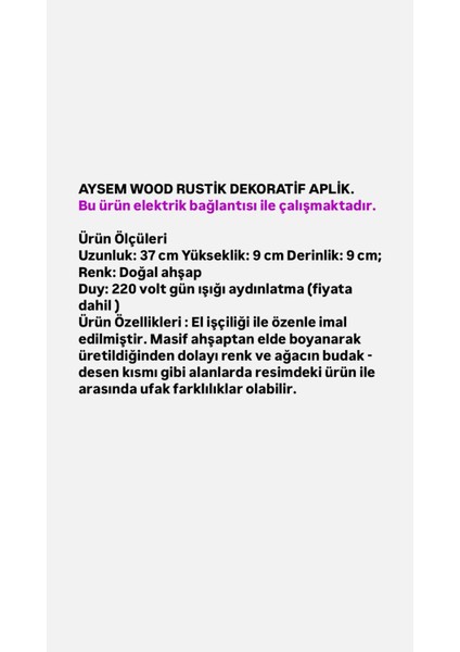 Yansıtma Tasarımlı Çift Yönlü Ahşap Salon Hol Cafe Otel Duvar Aplik Avize