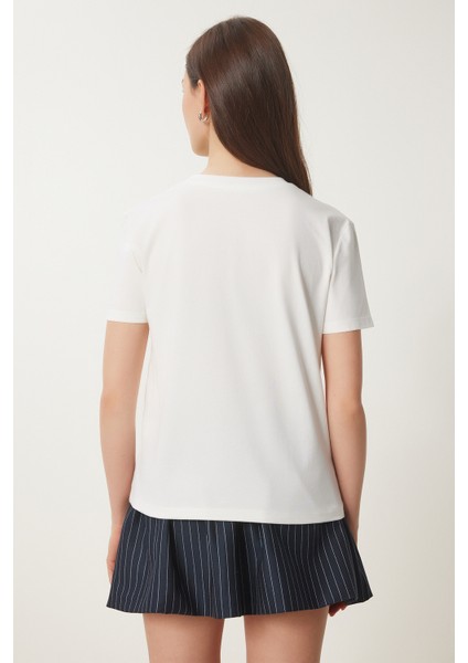 Ayıcık Işlemeli Pamuklu Örme T-Shirt