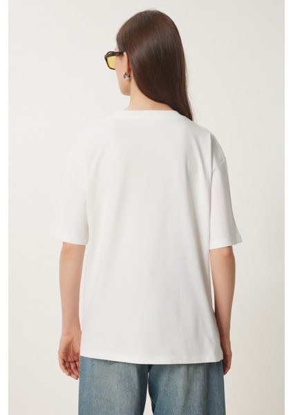 Nakışlı Pamuklu Oversize Örme T-Shirt indirimleri