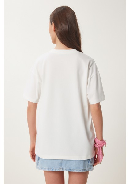 Oversize Baskılı Örme T-Shirt fırsatları
