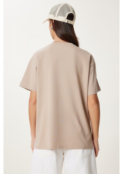 Oversize Baskılı Örme T-Shirt
