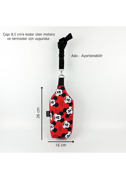 1 Litrelik El Yapımı U Model Mickey Mouse Desenli Matara Kılıfı