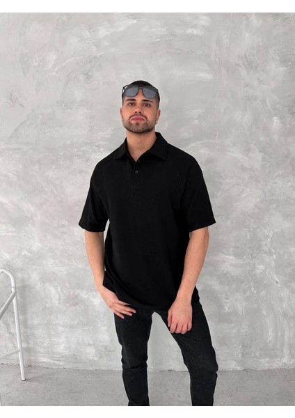 Yakalı Patlı Kısa Kol T-Shirt - Siyah modelleri