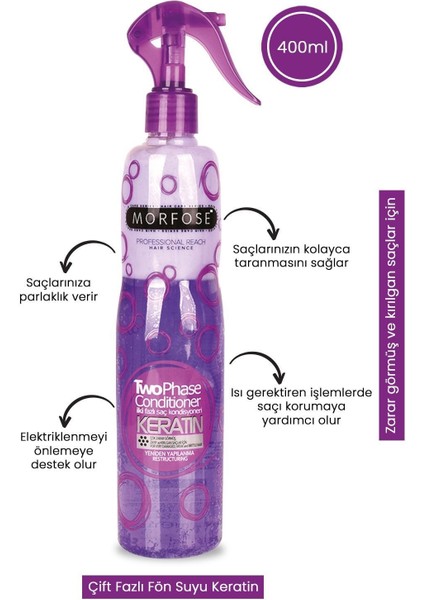 Morfose Çift Fazlı Fön Suyu Keratin 400 ml Milk Therapy Çift Fazlı Fön Sütü 400 ml