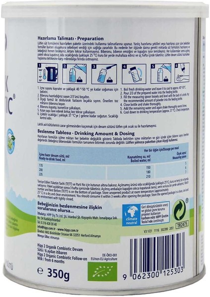 2 Organik Combiotic Devam Sütü 350 gr 6 Adet fiyatları
