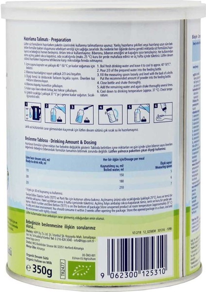 Hipp 3 Organik Combiotic Devam Sütü 350 gr 6 Adet