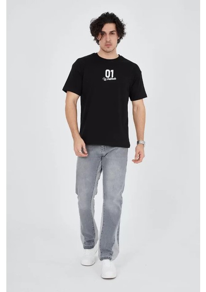Erkek Bisiklet Yakalı Baskılı T-Shirt - Siyah fiyatları