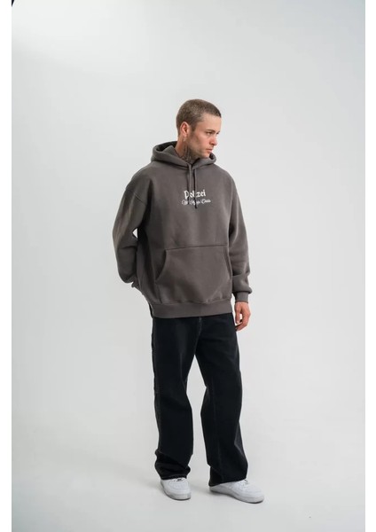 Polızeı Premium Kalite Kapşonlu Dijital Patchli Sweatshirt - Füme
