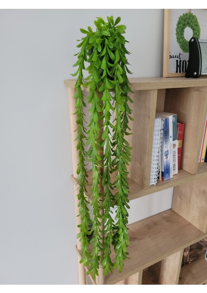 Elmas Saksılı 5 Dallı Yoğun Yapraklı Yapay Bitki Çiçek Sarkıt Dekor (75 Cm)