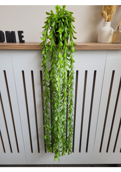 Elmas Saksılı 5 Dallı Yoğun Yapraklı Yapay Bitki Çiçek Sarkıt Dekor (75 Cm)