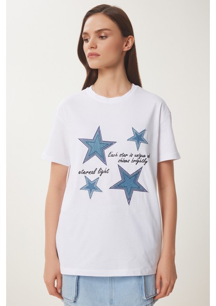 Yıldız Armalı Nakışlı Örme T-Shirt modelleri