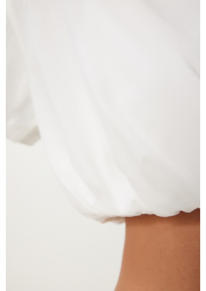 Lastikli Crop Örme T-Shirt fırsatları