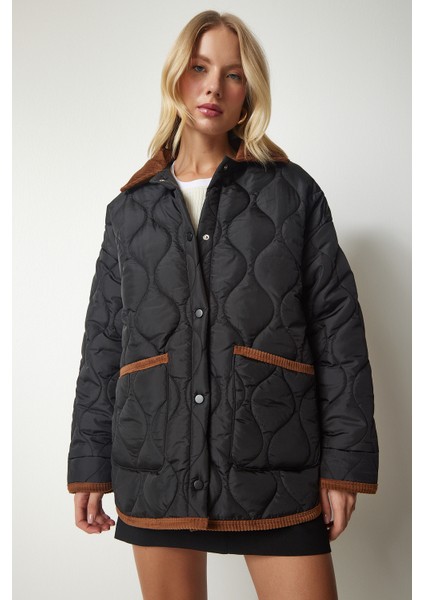 Polo Yaka Cepli Kapitone Mont LDZ0013 SİYAH fiyatları