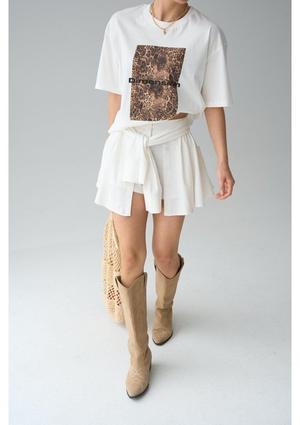 Gömlek Bağlamalı Şort - Krem indirimleri