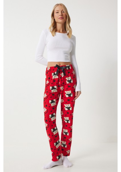 Desenli Yumuşak Dokulu Örme Pijama Altı