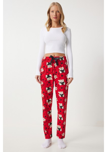 Desenli Yumuşak Dokulu Örme Pijama Altı