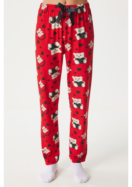 Desenli Yumuşak Dokulu Örme Pijama Altı